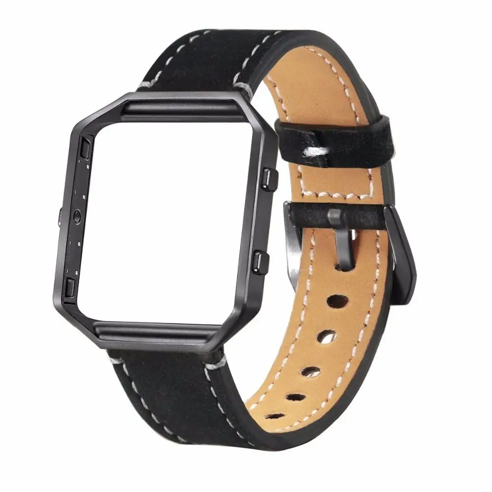 Natūralios Odos Žiūrėti Juostos Fitbit Blaze Pakeitimo Juosta +Metalinis Rėmas Namas Wrsit Juostos Fitbit Blaze Smart Watch Band