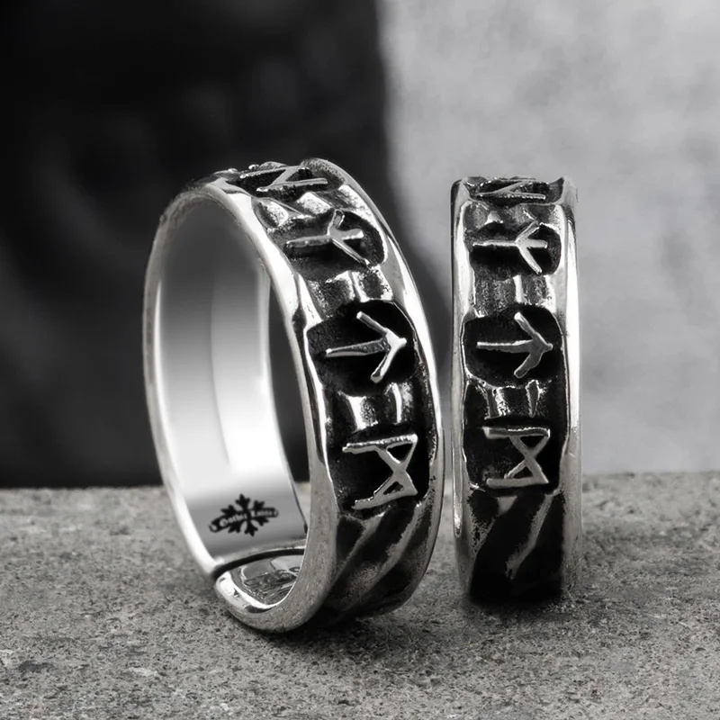 Šiaurės šalių mitologija Viking rune S925 sterlingas Sidabro žiedai vyras ir moteris Kabala totem Indeksas Žiedas bižuterijos