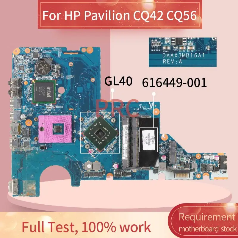 616449-001 616449-501 HP Pavilion CQ42 CQ56 Sąsiuvinis Mainboard DAAX3MB16A1 GL40 DDR2 Nešiojamas plokštė
