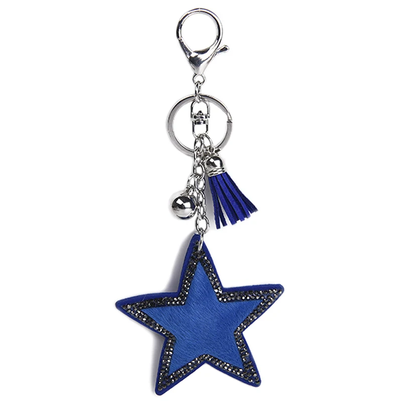 Naujas korėjos aksomo, penkiakampės žvaigždės formos key chain pakabukas populiarus priedai priedai krepšys automobilio raktų pakabukas.
