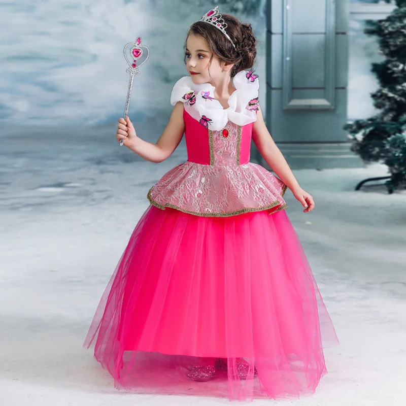 Mergaitė Princesė Dress Helovinas Kalėdų Vakarėlį Kostiumai Princesė Ilga Suknelė Aurora/Beauty and the Beast/Belle/snieguolė Cosplay