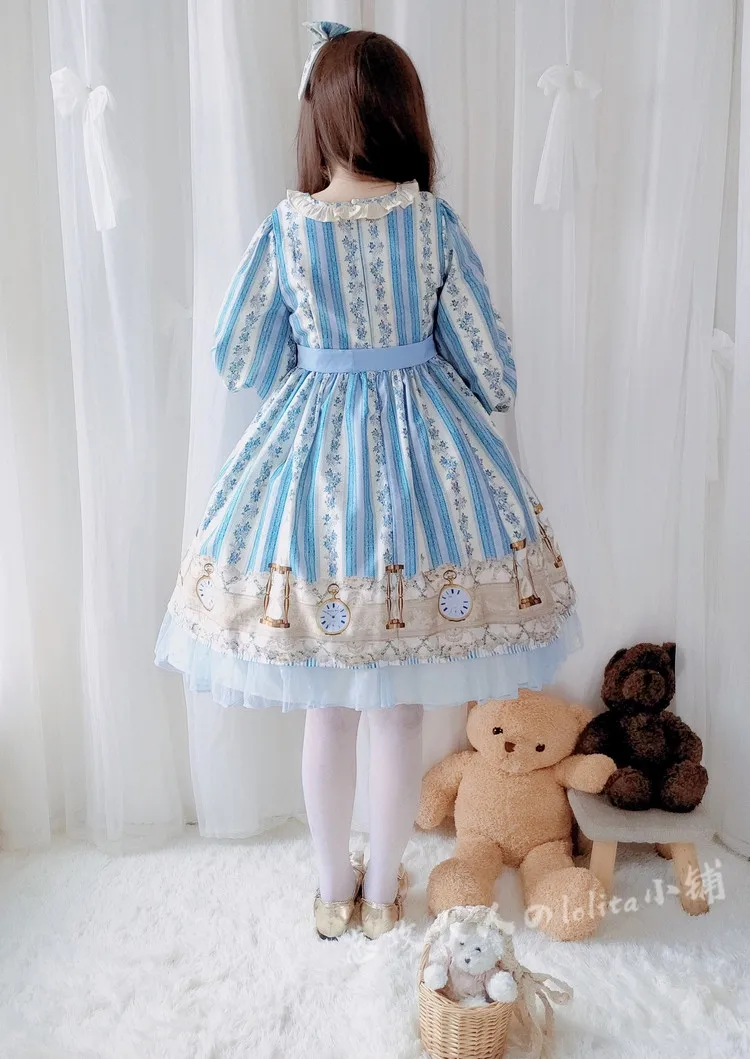 Japonijos saldus lolita dress senovinių nėrinių bowknot mielas spausdinimo viktorijos suknelė kawaii girl gothic lolita jsk/op princesė loli