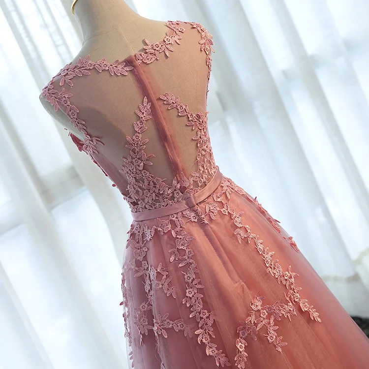 Grožis-Emily Ilgas Elegantiškas Bridesmaid Dresses 2020 Nėriniais, O ant Kaklo Vestuvių Svečių Tiulio Suknelė Vestuves Chalatai Moters Plius Dydis