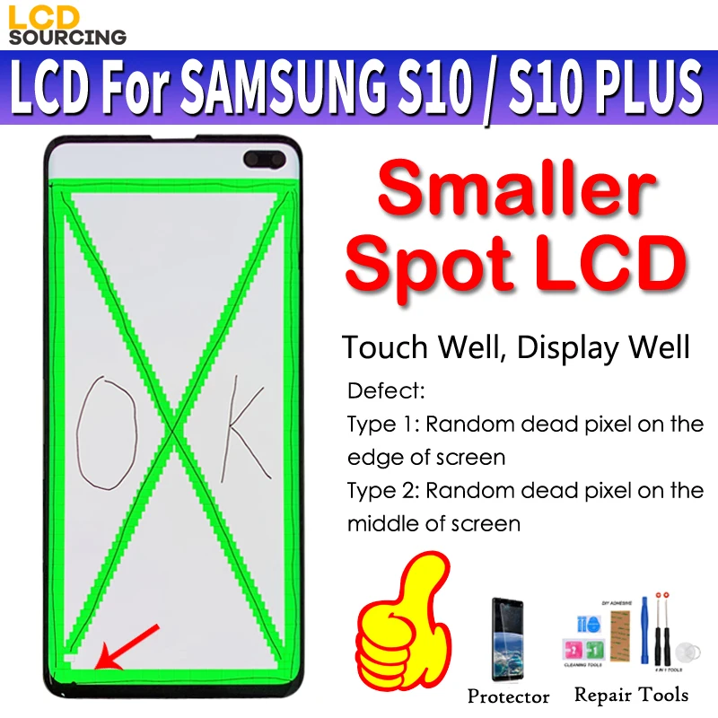 AMOLED skystųjų kristalų (LCD SAMSUNG Galaxy S10 Lcd Ekranas G9730 Jutiklinis Ekranas skaitmeninis keitiklis Surinkimo Samsung S10+ Plius lcd G9750 Mažesnių Vietoje