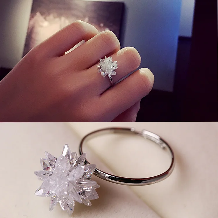 MOONROCY Nemokamas Pristatymas Juvelyriniai dirbiniai didmeninė White Crystal Žiedai vestuvinį žiedą, Moterims, Šalies Ledo gėlių žiedai Dovana