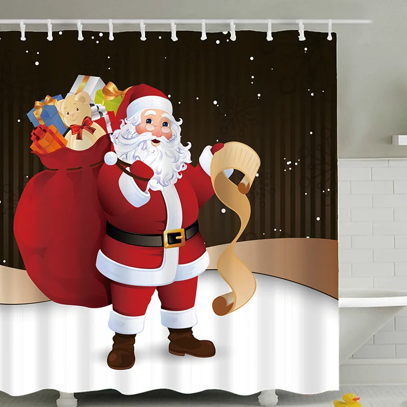 Aukštos kokybės nuotykių vonios kambarys produktus Kalėdų ir Santa dušo užuolaidos apdailos vonios kambarys su kabliukais ir vandeniui