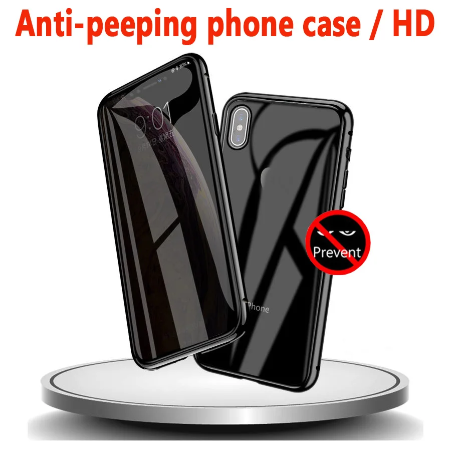 Dvi Pusės Grūdintas Stiklas Atveju Prabanga Aišku, Anti-peep Magnetinio Telefono dėklas skirtas iphone 7 8 Plius 7P 8P X XR XS MAX Telefono dėklas