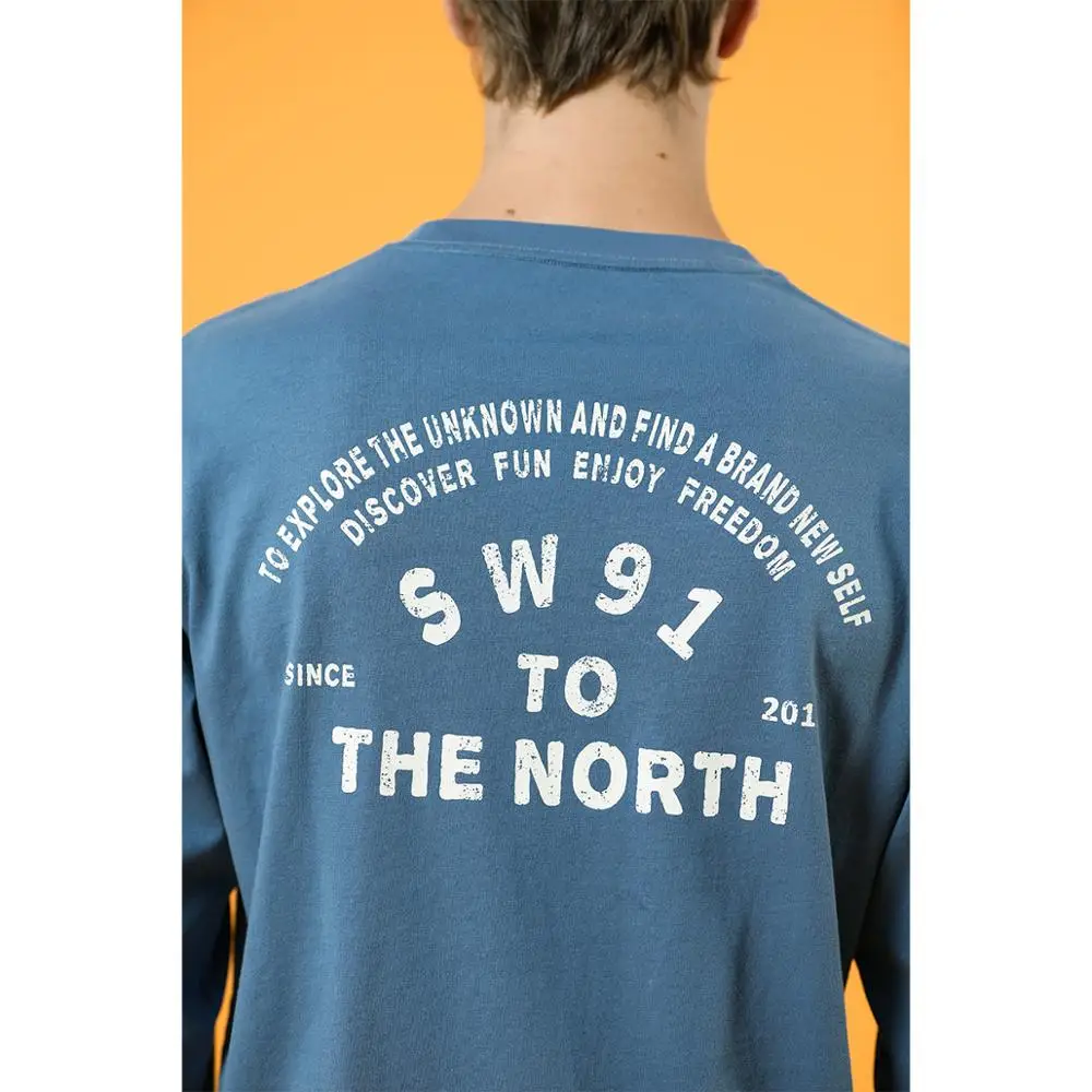 SIMWOOD 2020 m. Rudens Žiemos Naujo Derliaus Laišką, Print T-marškinėliai Vyrams, ilgomis Rankovėmis, Krūtinės Kišenėje, Medvilnės Marškinėlius Plius Dydis Viršų