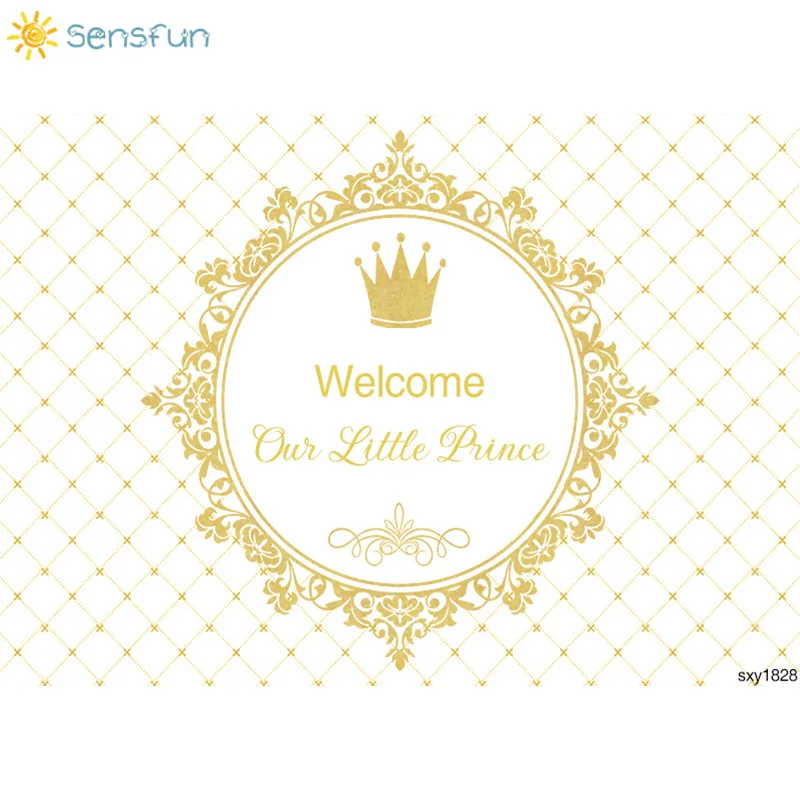 Sensfun Royal Baby Shower Fone Sveikiname Mūsų Mažasis Princas Aukso Karūną Pritaikyti Vardą Naujagimiui Photo Booth Backdrops