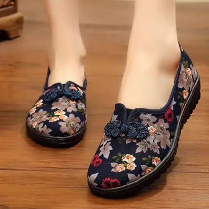 2020 naują pavasario ir rudens moterys, motinos batus spalvų atitikimo etninės stiliaus siuvinėjimų patogus atsitiktinis tingus vieną-koja butas šo