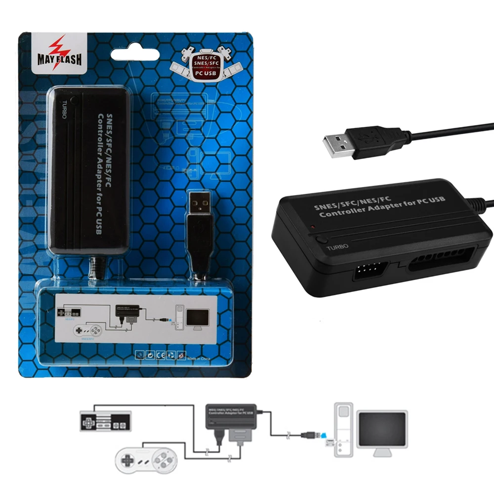 MayFlash už Nintend SNES/ NE/ FC Valdytojas Joypad Adapteris, skirtas PC, PS3 USB Suderinamas su 
