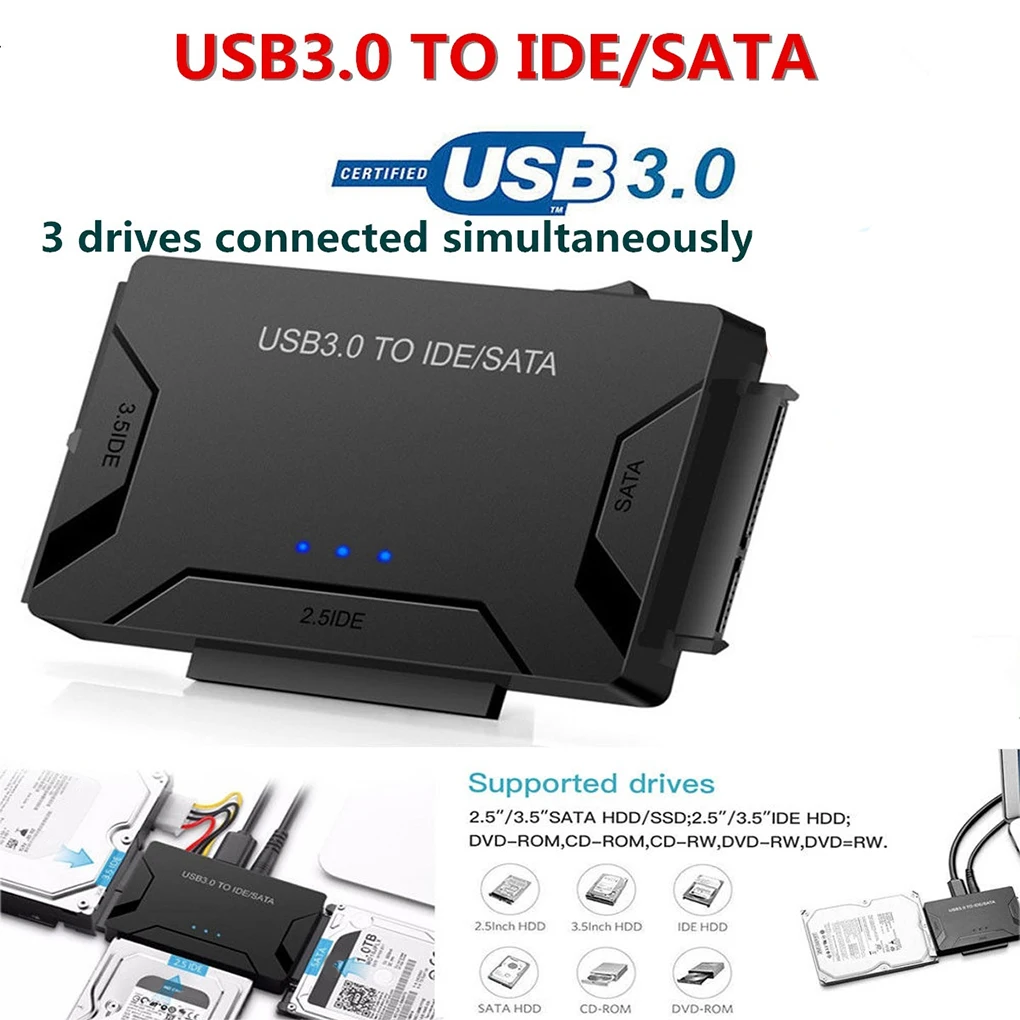 USB3.0 SATA/IDE HDD Standųjį Diską Keitiklį 2.5/3.5 colių Išorinį Kietąjį Diską Atveju Langelį 5 GB / s Didelės Spartos MUMS/ES/UK Kištukas