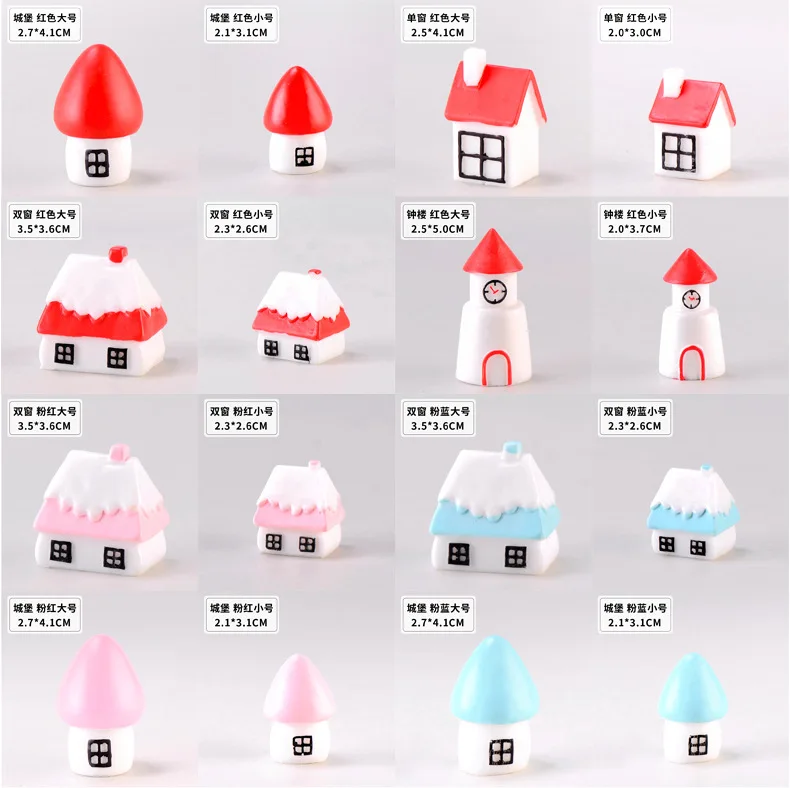 Raudona Kalėdų Žiemos Sniego Namus Miniatiūrinės Statulėlės Doll House Dekoro Animacinių Lėlių Žmonių Tortas Ornamentas 