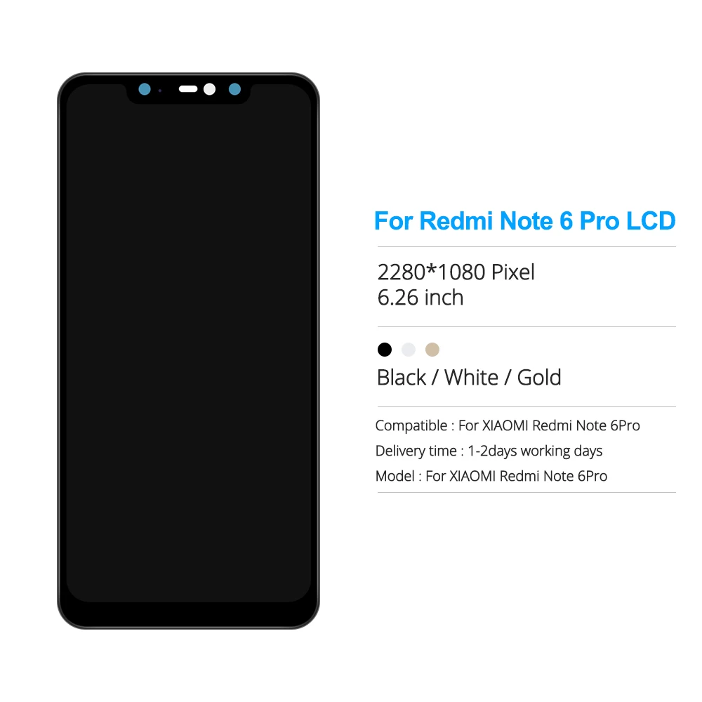 6.26 colių Juoda lcd Xiaomi Redmi 6 Pastaba Pro Pasaulinės LCD Ekranas Touch Asamblėjos LCD Ekranas Jutiklinis Ekranas Dalys