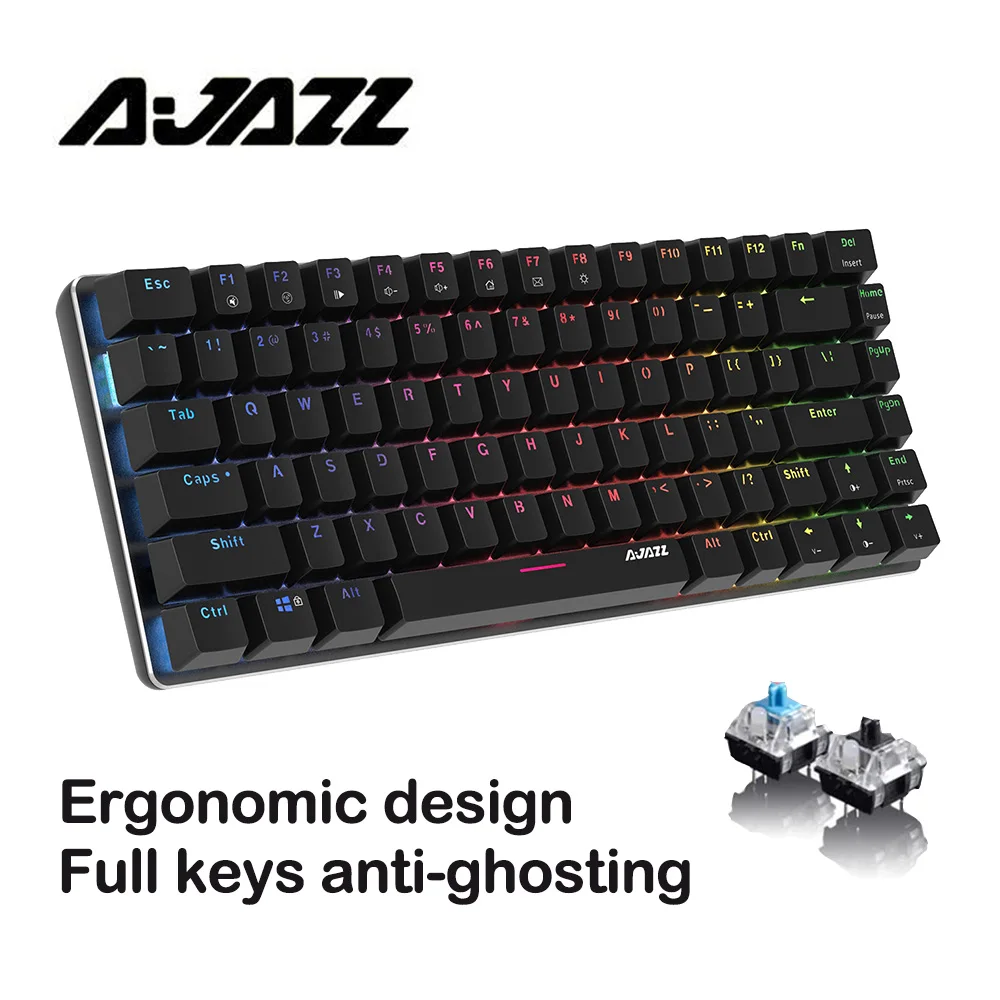 AJAZZ AK33 Keyclick Mechaninė Klaviatūra, Žaidimų E-sporto LED Spalvinga Klaviatūra 82 Klavišus USB Laidinio Anti-Šešėlius Nešiojamas Desktop