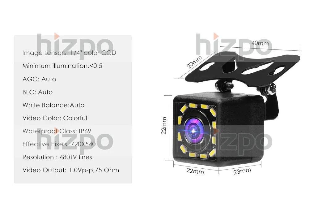12 LED Vandeniui Auto Parkavimo Atbuline Kamera Universalus Suderinama Visi Automobiliai Naktinis Matymas Reguliuojamas Braket