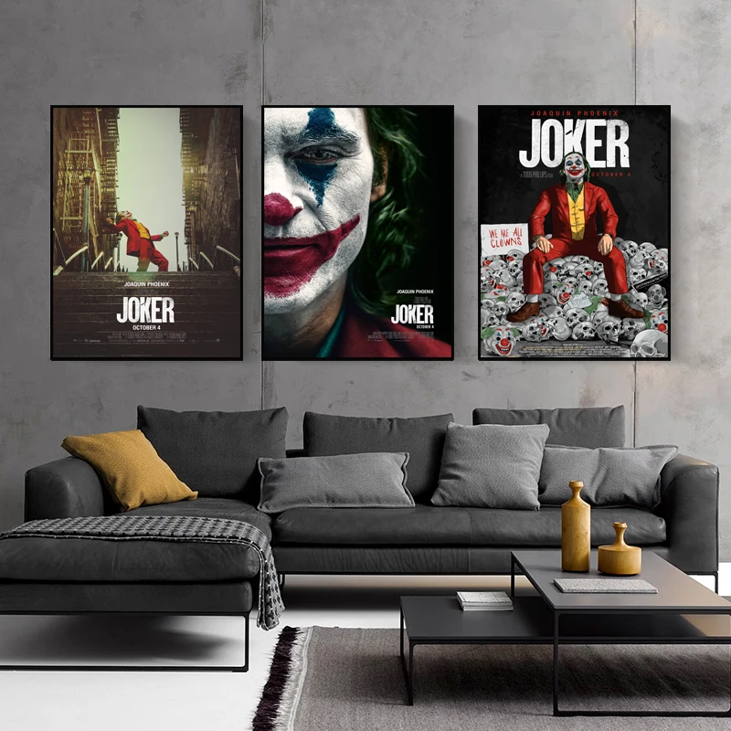 Filmai Joker Plakatai ir Spausdina Sienos Meno Tapybos ant Drobės Komiksų Filmo Plakatai Kambarį Namo Sienų Dekoras be Rėmelio
