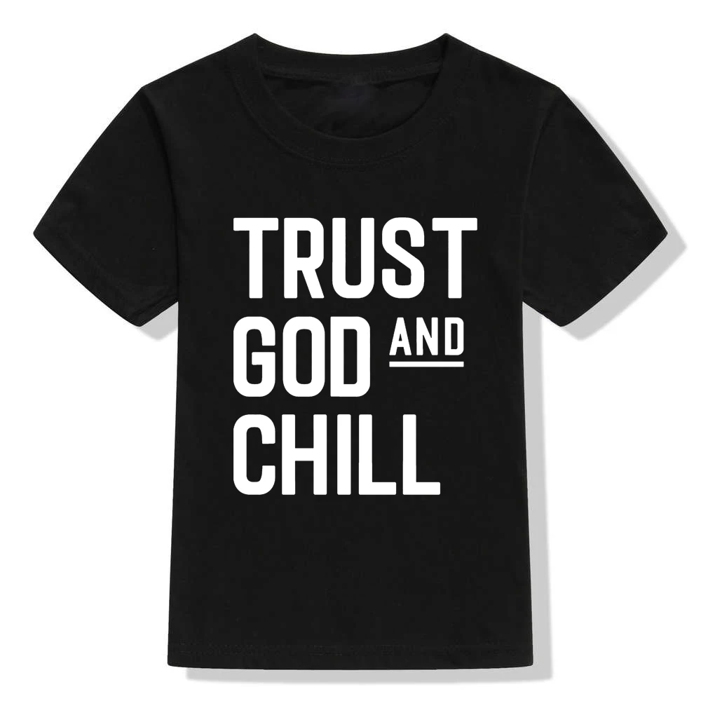 Pasitikėti Dievu ir Chill Shirt Baby & Vaikiški Marškinėliai Religinių Bamblys Krikščionių Marškinėlius Biblijos Stichijos T Shirts Vasaros Trumpas Rankovėmis Tee