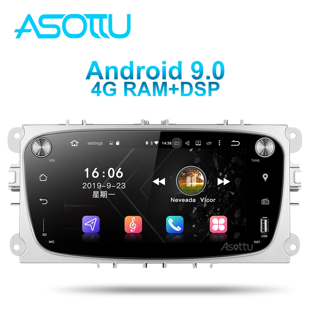 Asottu FO601 Android 9.0 automobilio radijo Ford focus 2 Mondeo