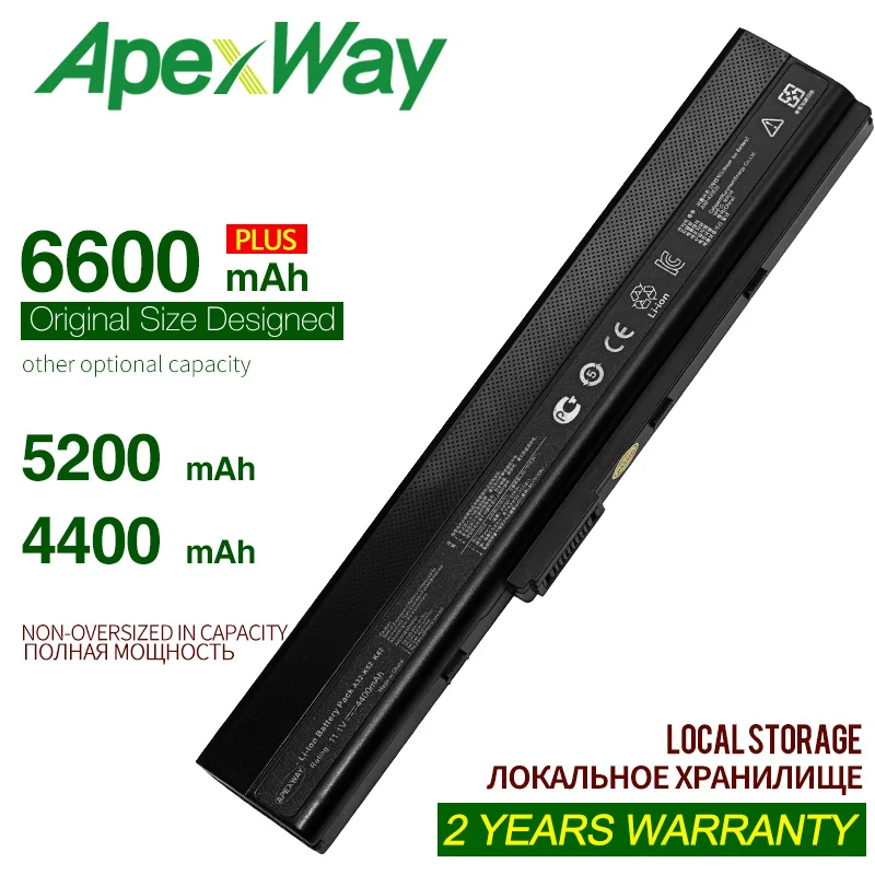 ApexWay 11.1 v nešiojamas baterija ASUS k52f A42-K52 A31-K52 X52JE X52JG X52JK X52N X52F X52J X52JB X52JC A32-K52 a41-k52