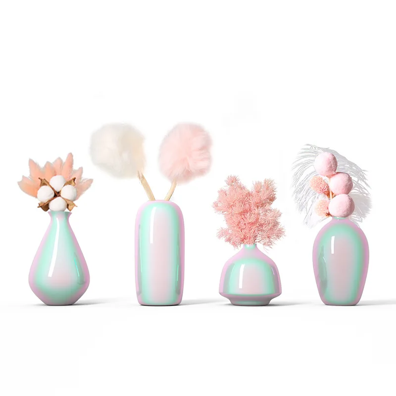 Rožinės spalvos vaza mergina širdies keramikos vaza kūrybinio gyvenimo kambario, miegamasis namų papuošalas vaivorykštė 