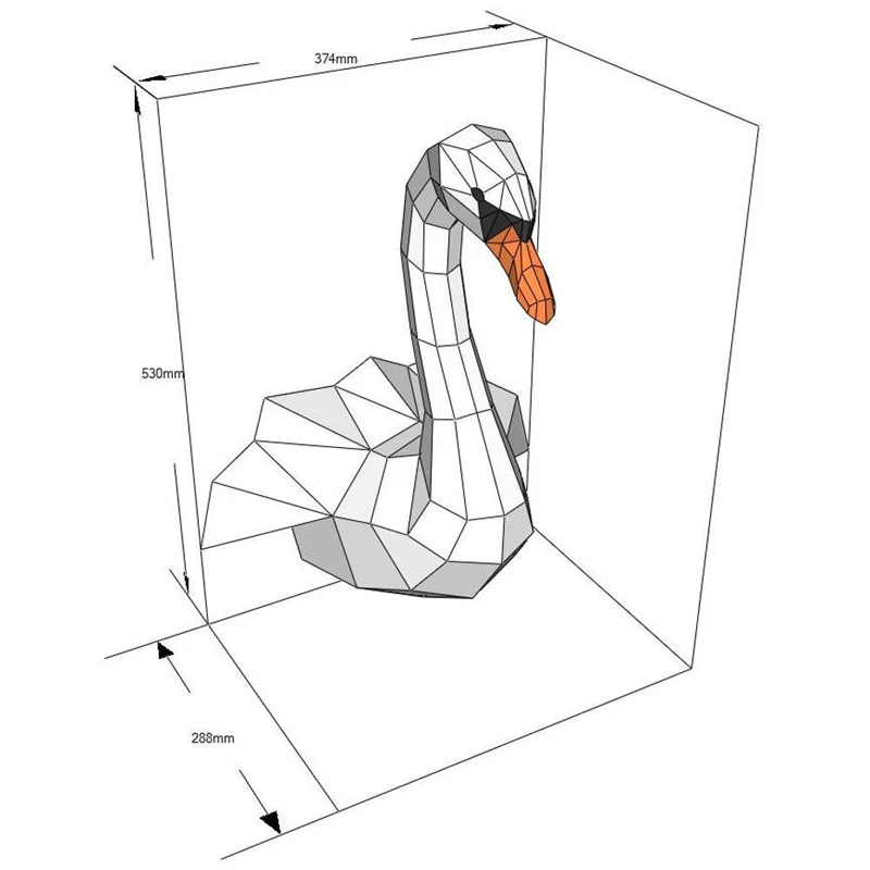 Popieriaus Amatai Geometrinis Gyvūnų Swan 3D, Popieriniai, Sienos, Namo Apdailos Juostą Galvosūkiai 