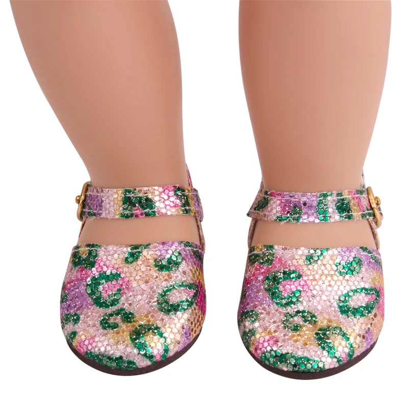 18 colių Mergaičių lėlės batai spalvinga blizga bateliai su gyvatės modelis PU Amerikos naujagimių batų žaislai tinkami 43 cm kūdikių lėlės s235