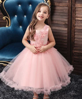 Bamblys Vaikų Mergaičių Siuvinėjimo Gėlių Princesė Dress Oficialią Šalies Vestuvių Tiulio Tinklelio Nėriniai Suknelė Suknelės Gėlių Gimtadienio Mergina Suknelė