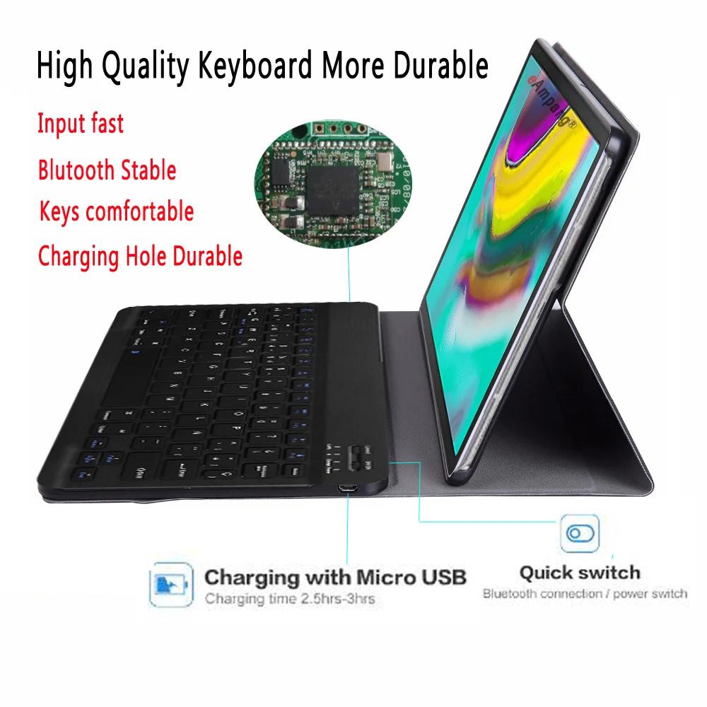 Ispanijos Keyboard Case For Samsung Galaxy Tab S5e 10.5 2019 T720 SM-T720 SM-T725 Tablet Plonas Odos dangą, Bluetooth Klaviatūra