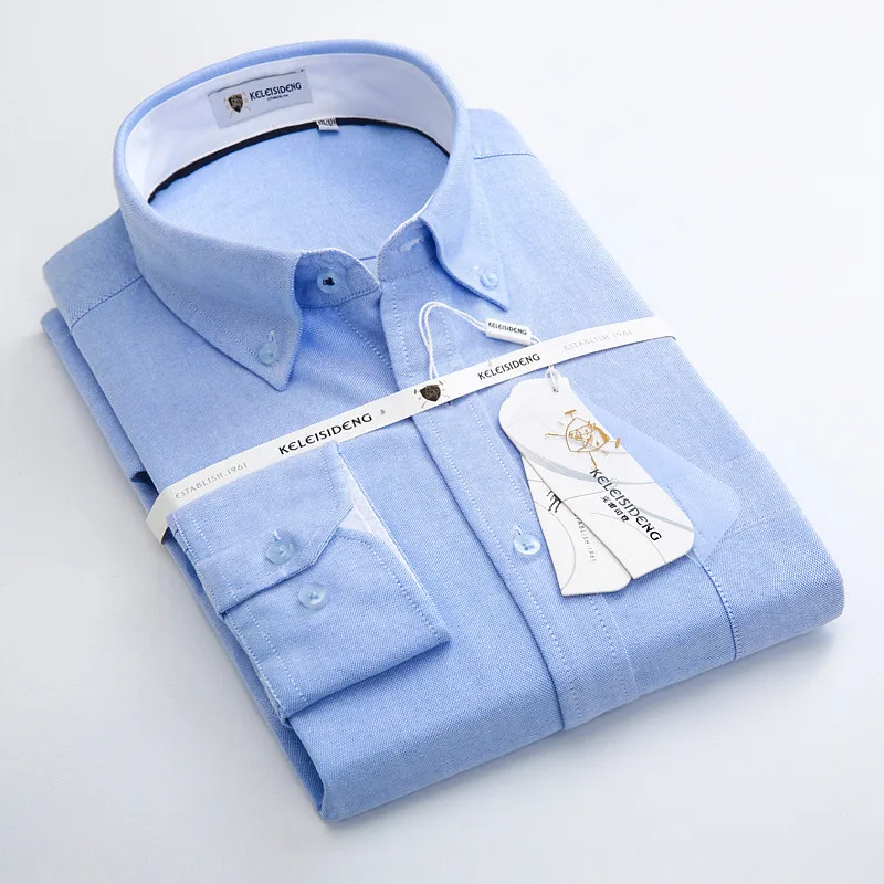 Grynos Medvilnės orui Vyrų Drabužiai Minkštas oksfordo audinys Marškinėliai vyrams ilgomis rankovėmis lengva priežiūra Atsitiktinis aukštos klasės Vyro marškinius