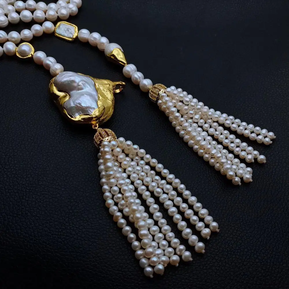 Y·YIN 10mm Dirbtiniu būdu išauginti perlai White White Pearl Asimetrinė Karoliai Keshi Perlų karoliai Pakabukas prabangos stiliaus vestuvių moterų papuošalai