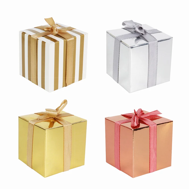 20pcs popieriaus dovanų dėžutėje vientisa spalva rožinė aukso pakavimo šokoladinių saldainių dėžutė gimtadienio, vestuvių dekoravimas 