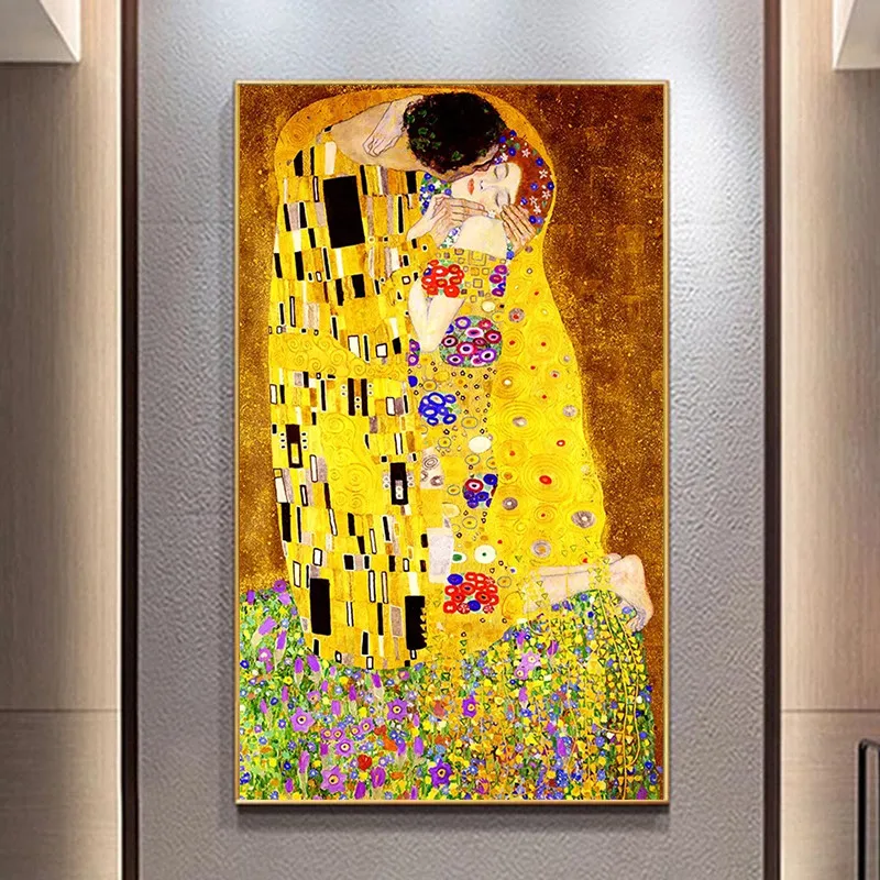 Klasikinis Menininko Gustavo Klimto bučinys Abstrakčiai Naftos Tapyba ant Drobės Spausdinti Plakato Šiuolaikinio Meno Siena Nuotraukas Kambarį Cuadros