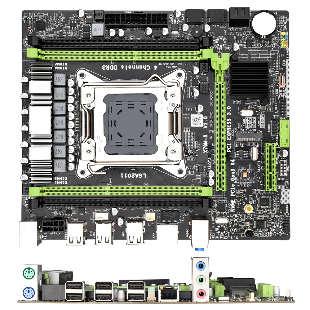 X79M-S X79 motininė plokštė Nustatyti, Combo Komplektas Su Xeon E5 2620 V2 LGA 2011 PROCESORIŲ Palaikymas DDR3 ECC REG M-ATX M. 2 SSD Sąsaja placa mae