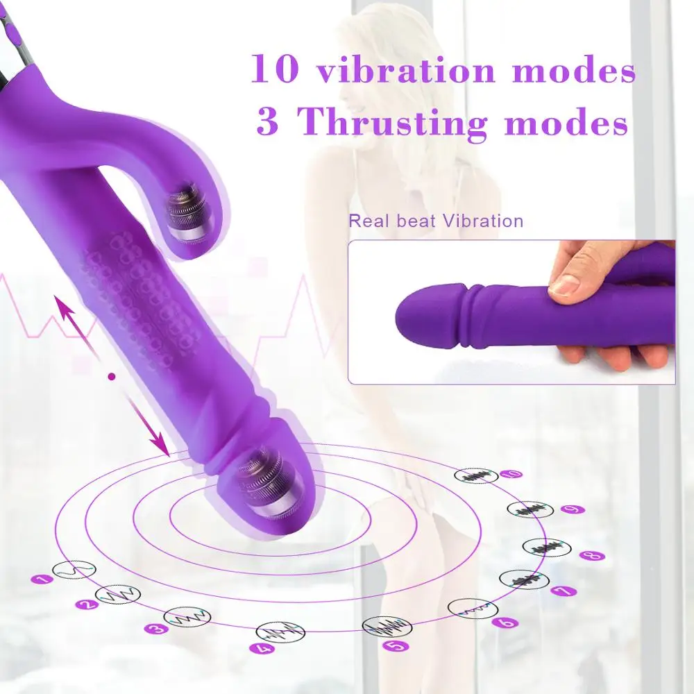 Sukimosi 10 Greičio Triušis Vibratoriai moterims klitorio Stimuliatorius Makšties Didelis dildo, Vibratoriai moterų suaugusiųjų Suaugusiųjų sekso žaislai produktas