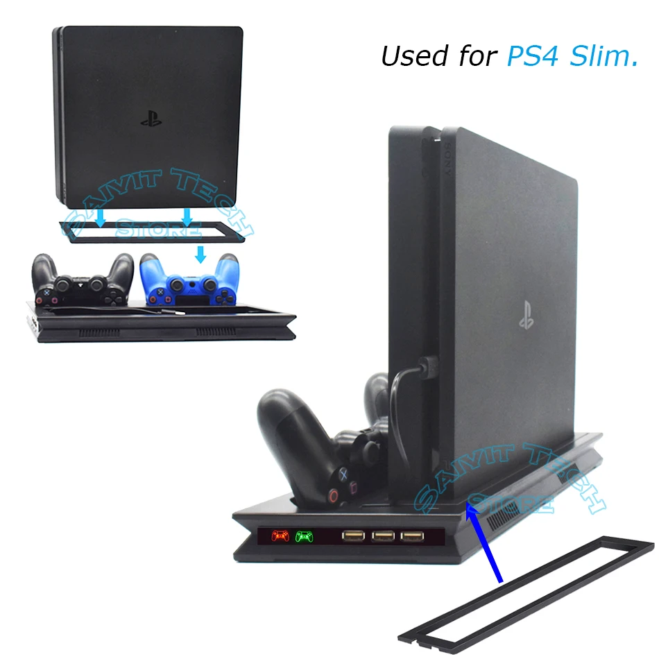 PS4 PRO SLIM Vertikalus Stovas Dvigubas Valdytojas, Kroviklis, LED Krovimo Doko Stotis Aušinimo Ventiliatorius PS 4 Priedai Sony Playstation4