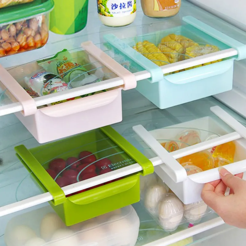 Virtuvės reikmenys šaldytuvas stalčiuko stalčiaus pertvara rėmo plastikinės lentynos, daugiafunkcinis talpinimo stovo MJ1104