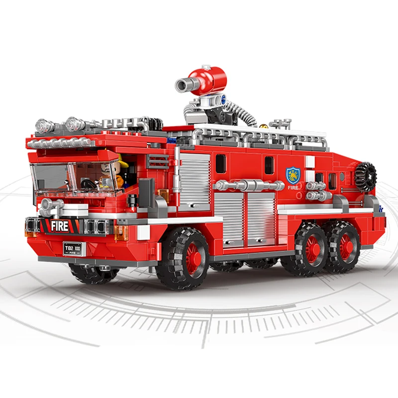 Xingbao 03028 03029 03030 Miesto gaisrinė mašina Gelbėjimo priemonės Nustato Pastato Laiptais Blokai Žaislai Vaikams