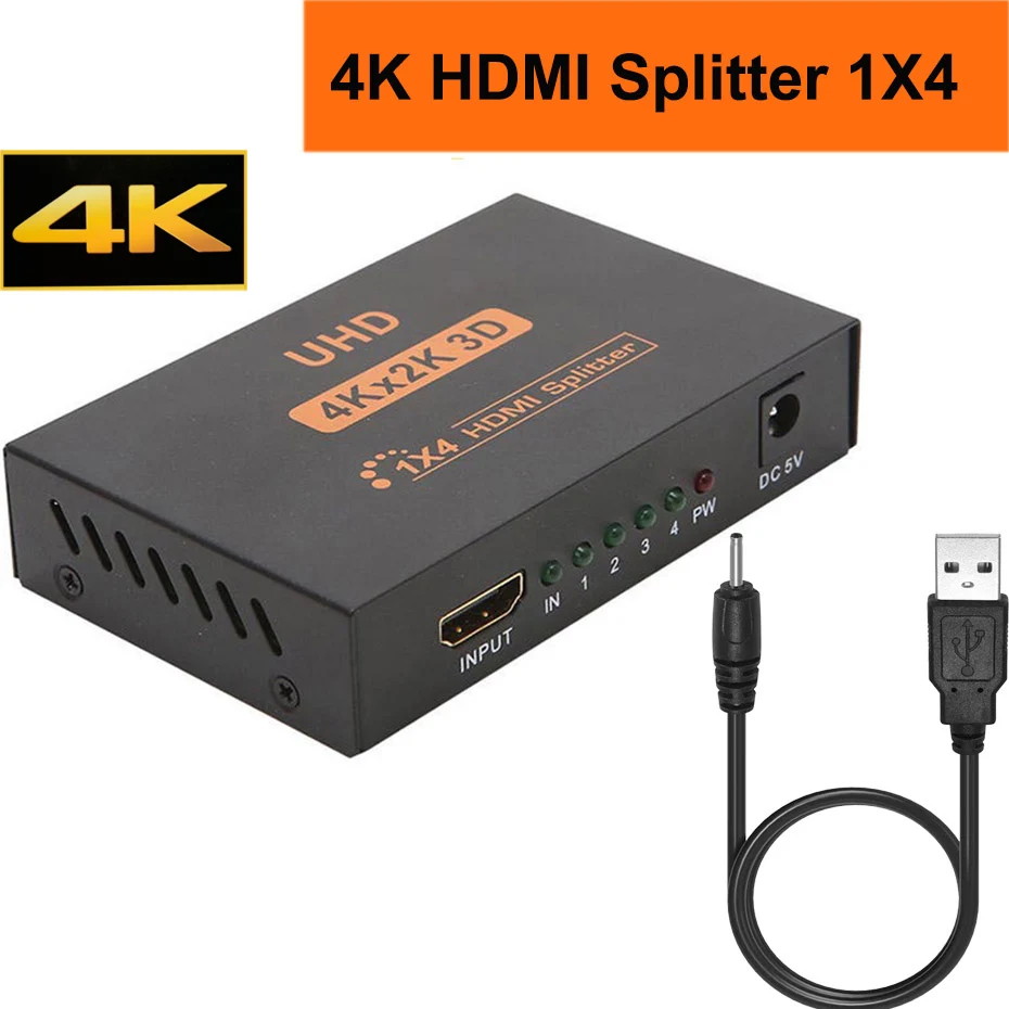 4 port HDMI splitter 1X4 HDMI Platintojas HDMI 1-4 iš 4 K 30Hz HDTV,DVD grotuvas,PS4 ir kt.