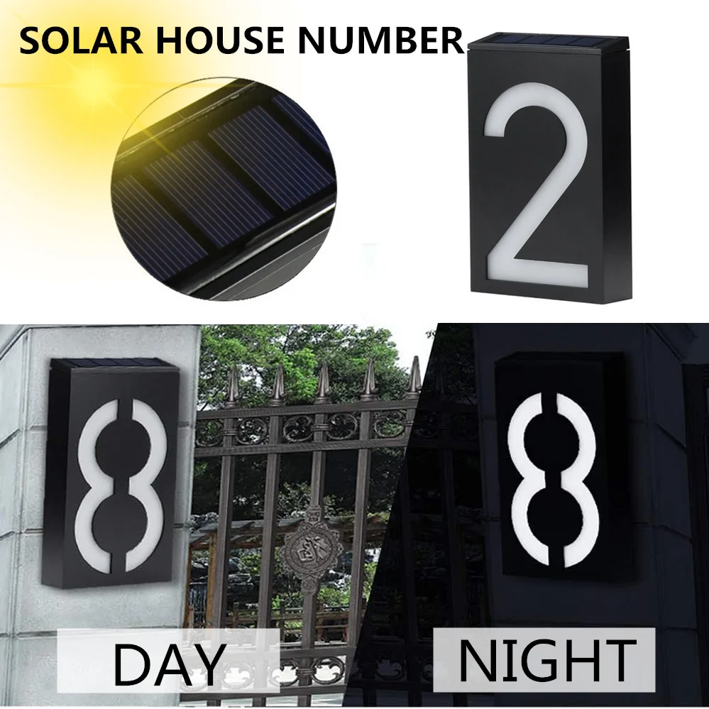 Namo Numeris Doorplate Skaitmeninis Saulės Šviesos diodų (LED) Adresas Požymių, Durų Skaičius Skaitmenų Wall Mount Numerį Namuose Su Baterija