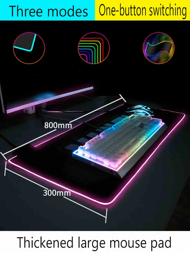 MRG XXL Pelės Mygtukai LED Apšvietimas Apšvietimas RGB Gaming Mouse Pad Wave Extreme Komfortą Klaviatūra Kompiuteris Kilimėlis Užsakymą