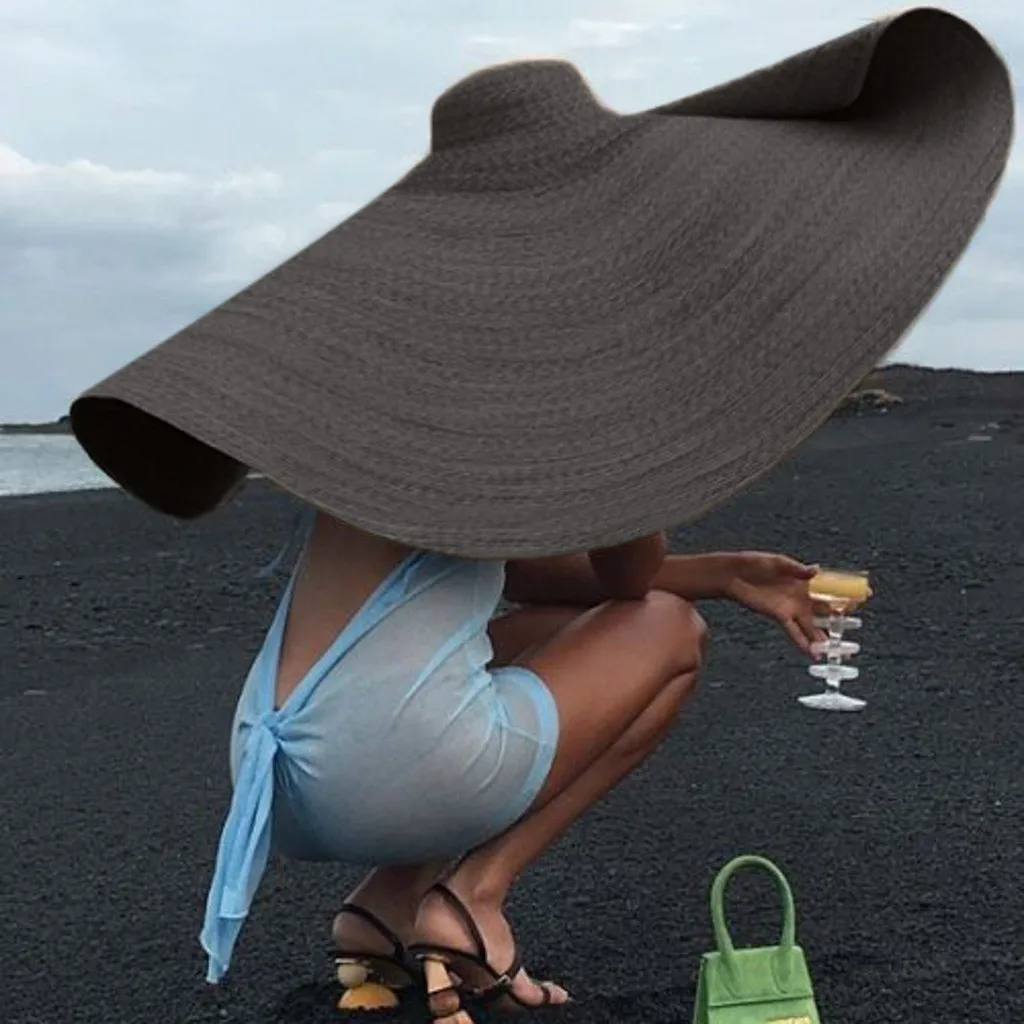 Mados Super Plataus Šiaudų Kepurės Kraštų Saulės Skrybėlę Vasaros Paplūdimio Anti-UV Apsaugos nuo Saulės, Sulankstomas Didelis Dangtelis chapeau femme 2021 #YL5