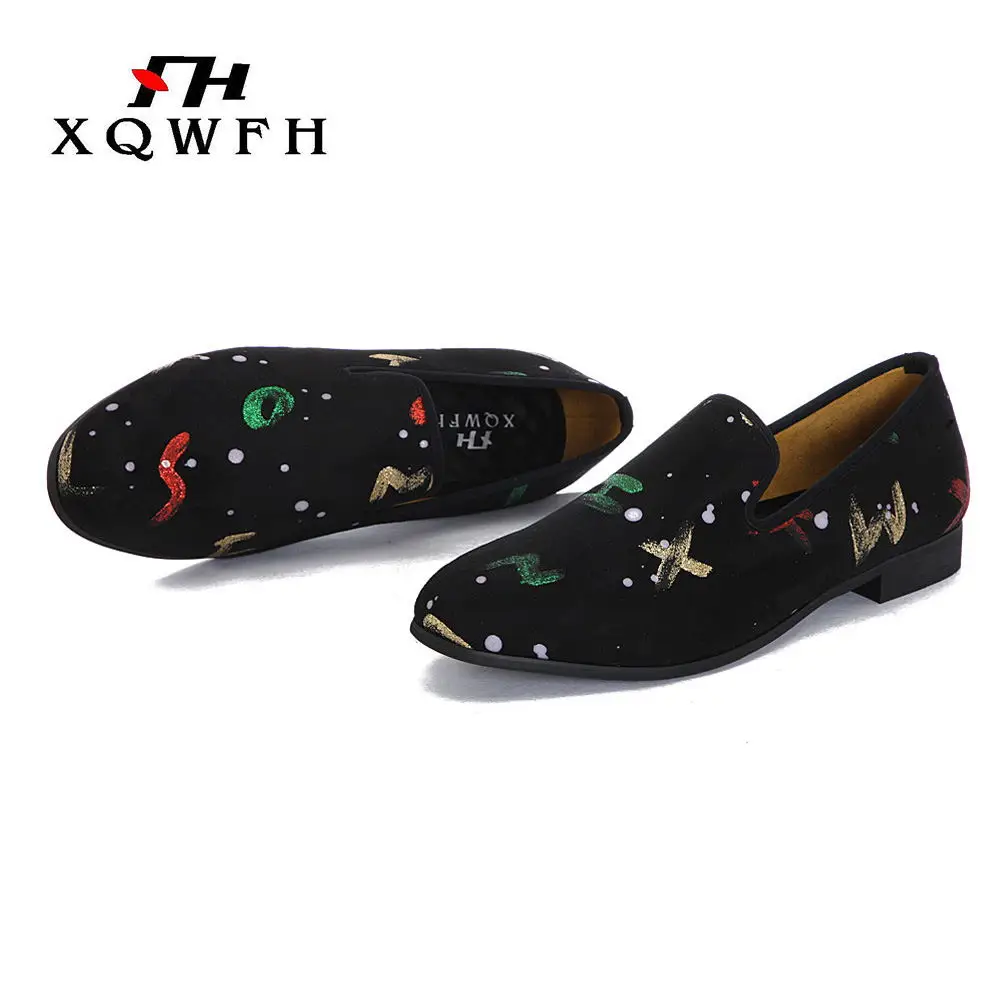 XQWFH Vyrų anglų Raidėmis Spausdinimo mokasīni Vyrų laisvalaikio bateliai mažai pagrindinių pokylių bei vestuvių batai