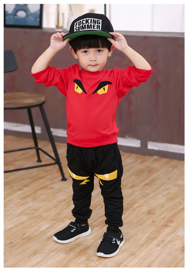 Kūdikių mergaitės berniukai dėvėti 2vnt drabužių rinkiniai ilgomis rankovėmis juoda ir raudona spalvos, 2-8 metų amžiaus sportiniai kostiumai Kūdikiams kis drabužiai