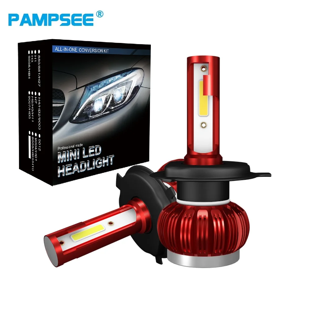 PAMPSEE FS35 2vnt H4 LED Lemputės H7, H8, H11 9006 HB4 9005 HB3 Automatinis Automobilio Žibintų 80W 12000LM Didelis Mažas Šviesos Lemputės Automobilių Lempos
