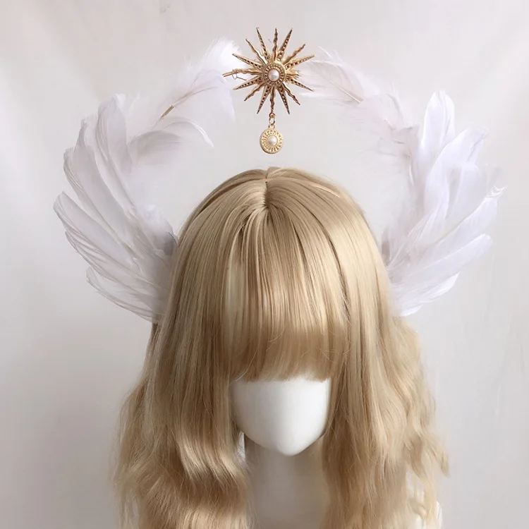 Lolita virgin halo lankelis kviečių ausies kryžiaus plunksnų bažnyčios popiežius auksinių plaukų papuošalas