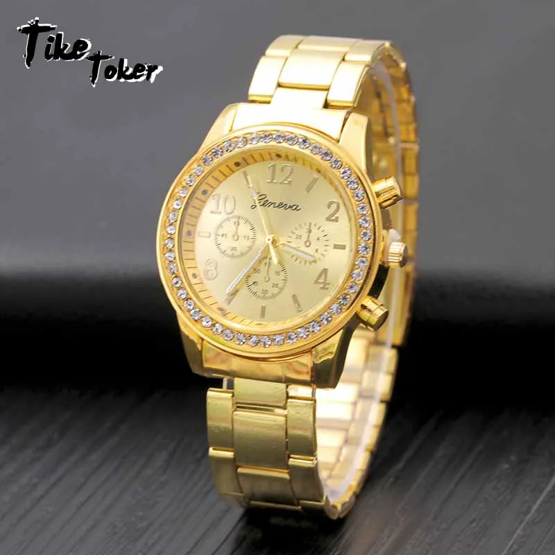 TIke Toker,Prabangos Rose Gold Moterų Laikrodžiai ženevos deimantų žiūrėti Metalo, Plieno, Lydinio, Laikrodis Lady Vyrų Laikrodžiai relogio feminino08