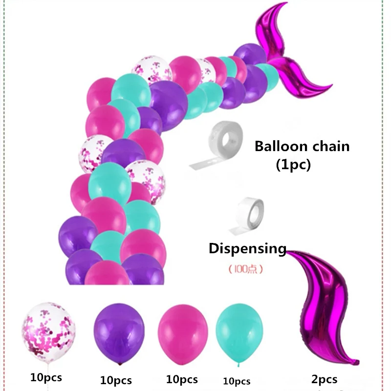 Undinė balionas grandinės rinkinys 12 colių lateksiniai balionai gimtadienio apdailos atsargų china latekso undinėlės uodegos formos