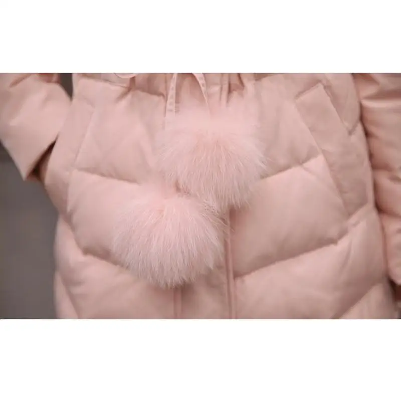 Naujas žiemos Striukė moterims ilgomis rankovėmis su gobtuvu medvilnės paltai moterims virš kelio ilgio plaukų kamuolys mados Rožinė striukė viršutiniai drabužiai parko