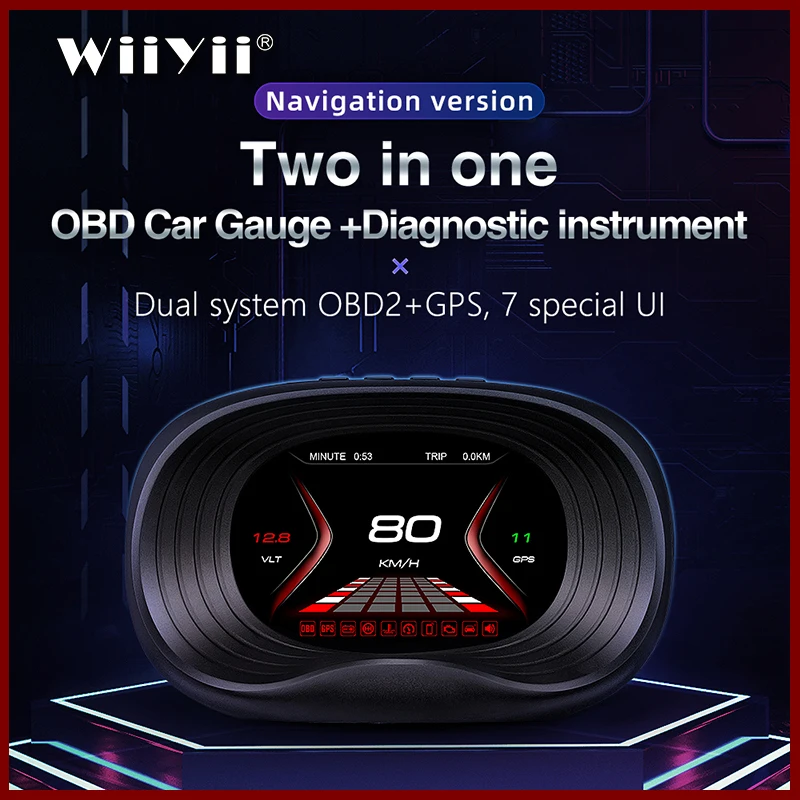Geyiren P20 GPS+OBD2 Veidrodis HUD Automobilių Head up display Geriau nei Greičio Projektorius Apsaugos Signalizacijos Laiko greičio viršijimo Įtampa